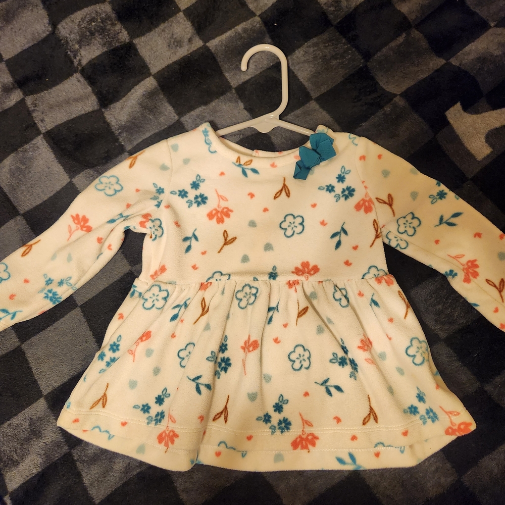 Carter's Floral Long Sleeve Sweater - White and Blue